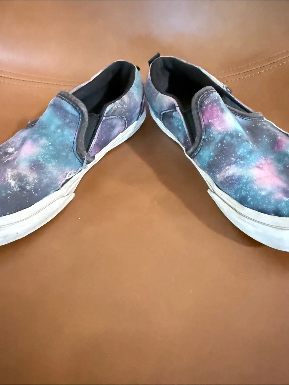 Vans Size 1 Slip-On Galaxy Canvas Sneakers - Purple, Blue, Black